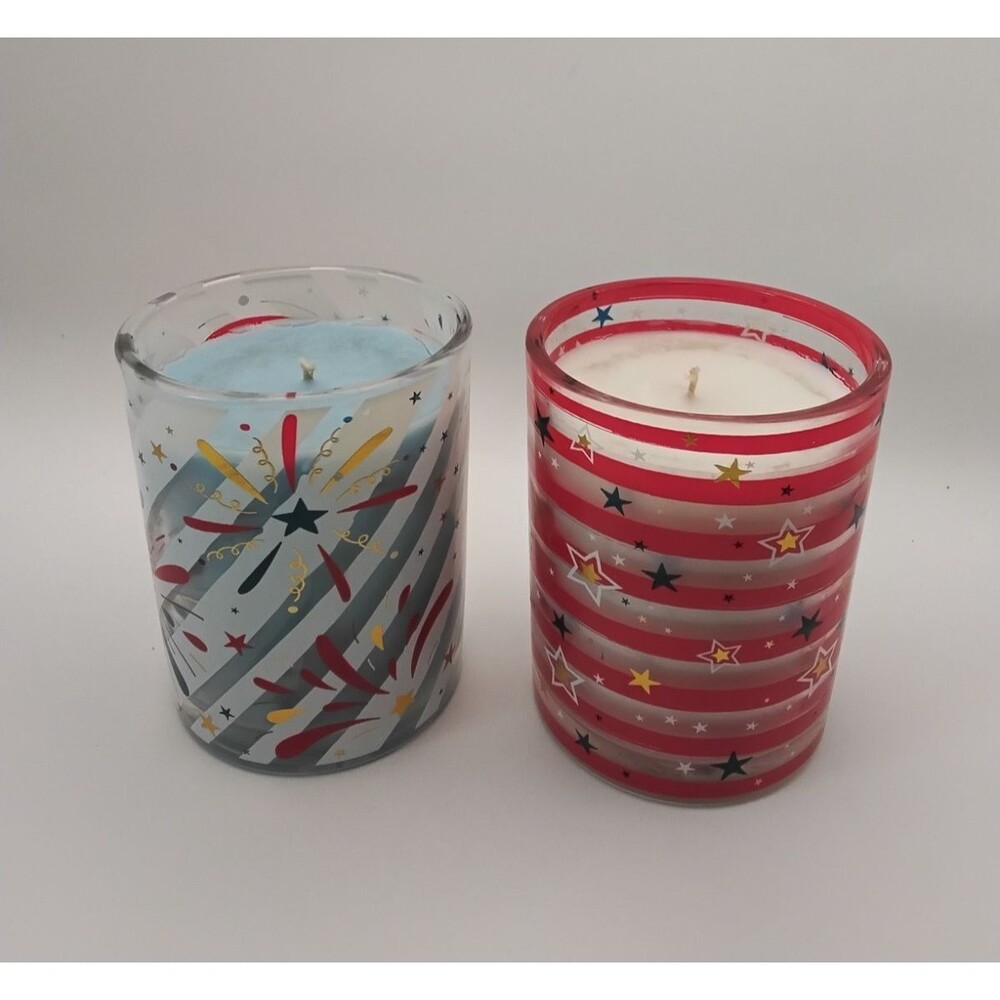 Red White Blue Candles In A Jar Memorial Day Fourth Of July Independance Day